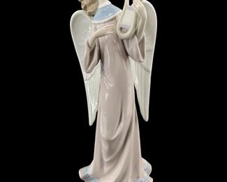 1992 Lladro Porcelain Angel with Lyre Candleholder

