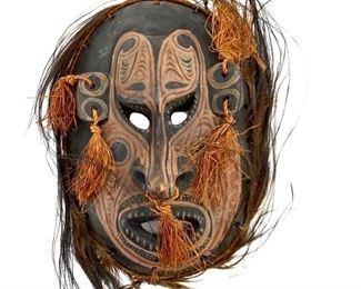 Vintage Hand Painted African Wooden Mask Art
