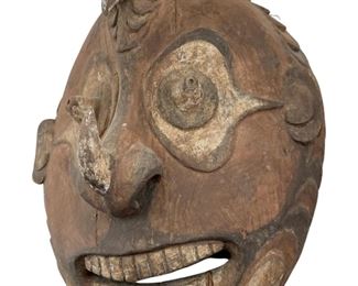 Antique Painted Hand Carved African Mask Art
