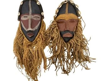 2pc Vintage African Wood Wall Art Masks
