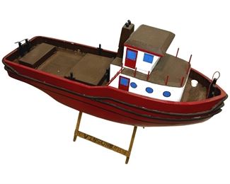Large Vintage RC Wooden Boat
