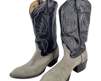 Tony Lama Vintage Black/Gray Leather Cowboy Boots

