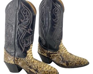 S8 Vintage Snakeskin Leather Cowboy Boots
