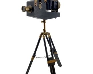Vintage Wooden Prop Camera on Tripod
