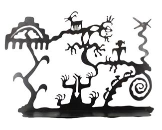 Vintage Metal Native American Silhouette Wall Art
