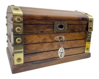 Vintage Solid Wood and Brass Chest
