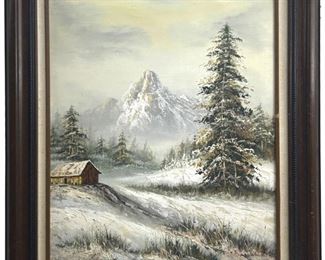 Signed Barham Winter Oil on Canvas

