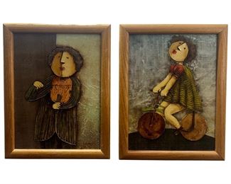 2pc. Signed Joyce Roybal Portraits-Oil on Canvas
