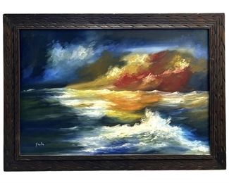 Signed Avila Ocean Oil on Canvas
