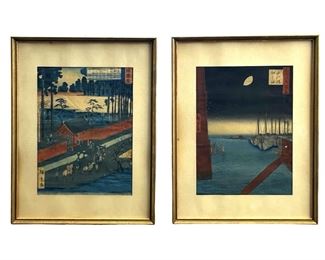 2pc. Hiroshige Views of Edo Woodblocks

