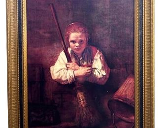 Rembrandt “A Girl with a Broom" Giclee on Panel

