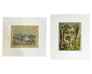 1955 2pc. Signed John Marin Watercolor Paintings
