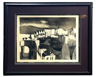 Signed Alec Cowan Woodcut Lithograph
