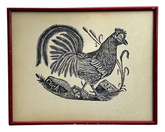 Johnathan Fisher Rooster Lithograph
