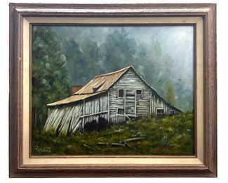 Signed P. Adams Landscape Oil on Canvas
