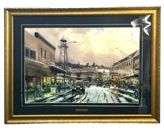 Signed Thomas Kinkade “Main Street Matinee" Print
