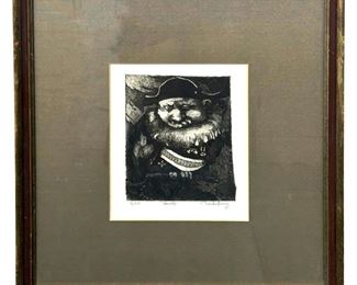 Signed Charles Brigg “Hawk" Etching
