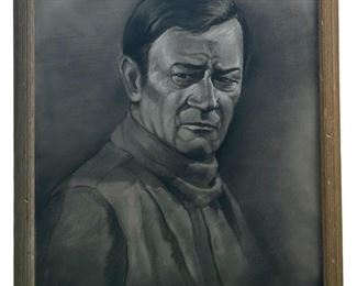 Signed Charcoal Portrait Drawing
