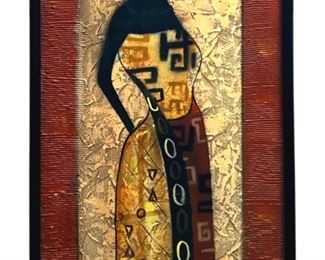 Vintage African Airbrush & Oil on Canvas
