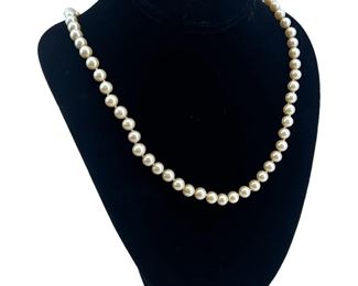 14k Gold and Faux Pearl Beaded Necklace
