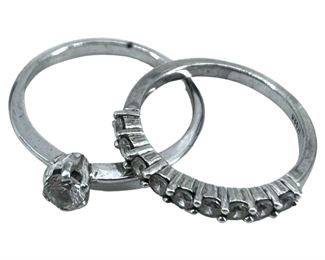 2pc. Sterling Silver & Faux Stone Rings
