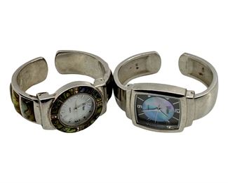 2pc Vivani Abalone and Mother of Pearl Watches
