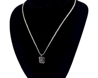 Vintage Sterling Silver & Amethyst Necklace
