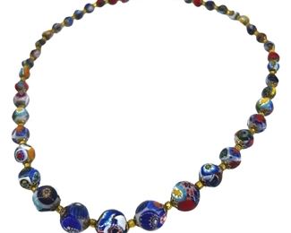 Vintage Italian Millefiori Beaded Necklace
