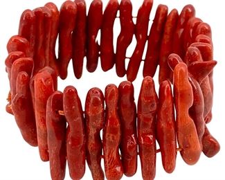 Elastic Beaded Coral Rod Bracelet
