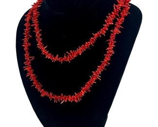 Vintage Coral Beaded Strand Necklace
