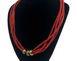 Vintage Coral Beaded Necklace
