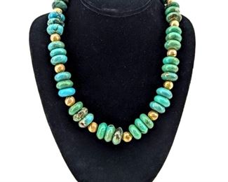 Vintage Turquoise Stone Beaded Necklace
