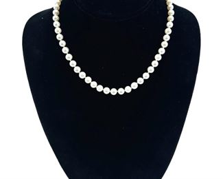 Vintage 14k Gold & Faux Pearl Necklace
