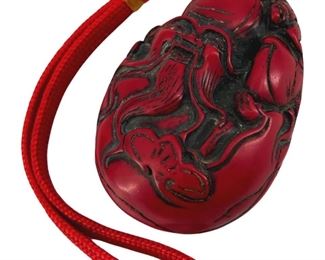 Large Vintage Cinnabar Pendant
