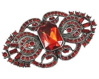 Vermillion Faux Stone & Silver Pin
