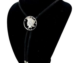 Lady Liberty Silver Dollar Bolo Tie
