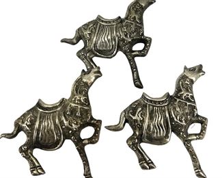 3pc. Native American Silver Horse Pendants
