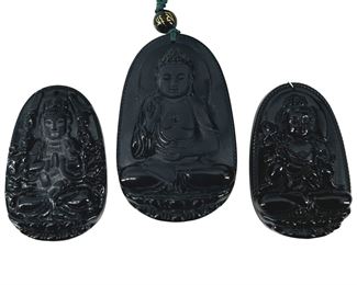 3pc. Obsidian Pendant Collection
