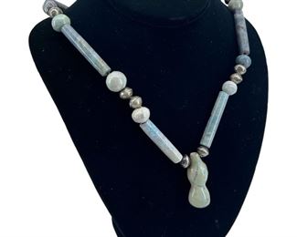 Marbled Stone Beaded Necklace
