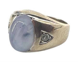 14k Gold/Diamond/Moonstone Mid Century Ring
