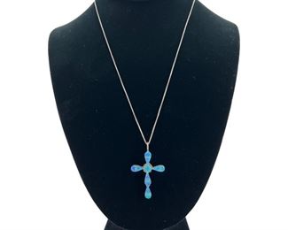 Sterling/ Opal Native American Cross Necklace
