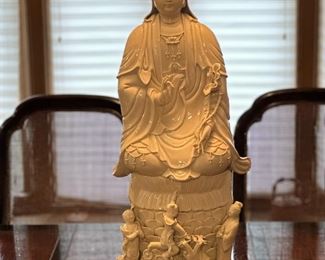 Chinese Blanc De Chine Statue of Goddess Guan Yin