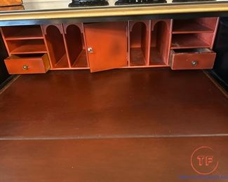 Union National Chinoiserie Regency Style Black and Gilt Desk / Buffet / Sideboard