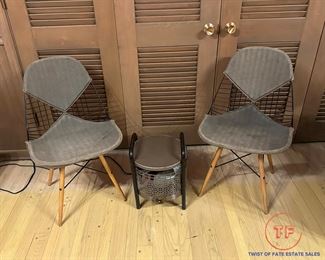 Early CHARLES EAMES Wire Chair(s) with Bikini Cover on Eiffel Tower Base for HERMAN MILLER