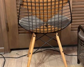 Early CHARLES EAMES Wire Chair(s) with Bikini Cover on Eiffel Tower Base for HERMAN MILLER