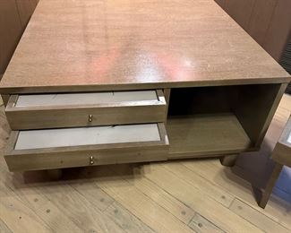 MCM Coffee Table with Stored Folding Serving Tray Tables