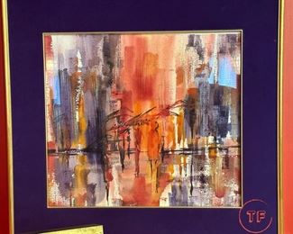 Original MCM Abstract Watercolor signed MC HELGESEN