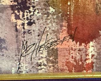 Original MCM Abstract Watercolor signed MC HELGESEN