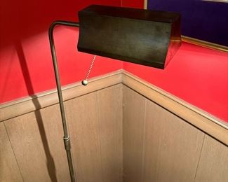 Vintage Brass Hooded Pharmacy Style Floor Lamp