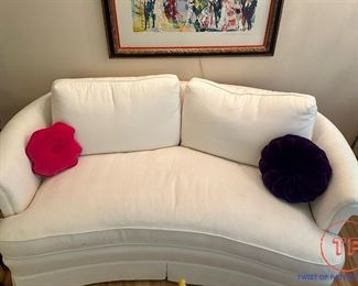 Custom Upholstered Curved Loveseat